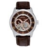 Bulova mens brown leather strap automatic